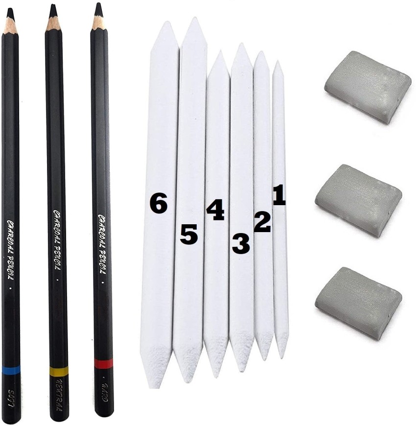 White Charcoal Pencils, Black Charcoal Pencil