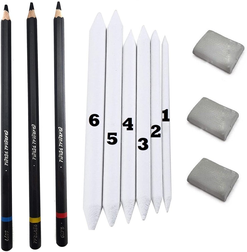 SKYGOLD KEEPSMILING 160GSM A4 SKETCH PAD WITH 3PCS BLACK  CHARCOAL PENCIL SET & KNEADABLE ERASER COMBO SET FOR PROFESSIONAL ARTISTS -  ART SET