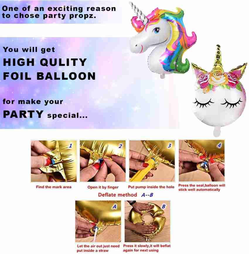 Unicorn Birthday Decorations for Girls - Unicorn Party Supplies Kit with  Foil Unicorn Balloon, Happy Birthday Banner and Paper Fans 