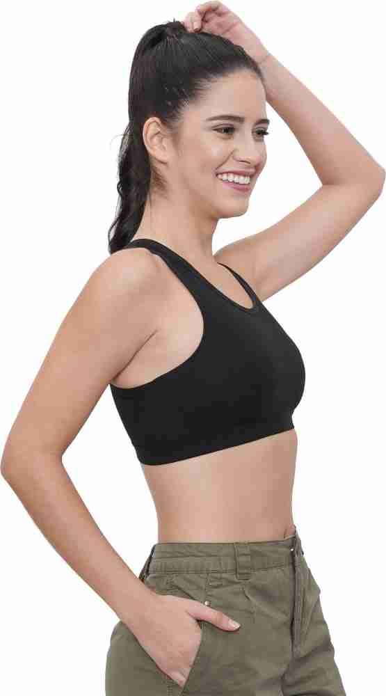 Buy FEMULA Black Cotton Lycra Sports Bra - 30 (Pack of 2) Online