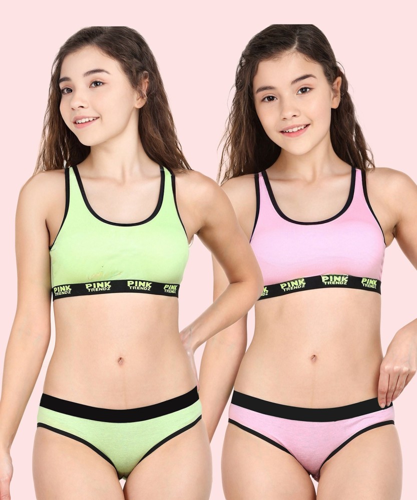 Buy Tweens Pack of 2 Non Padded Cotton T Shirt Bra - Green Online at Low  Prices in India 