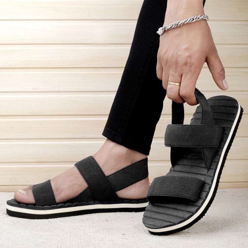 Black discount elastic sandals