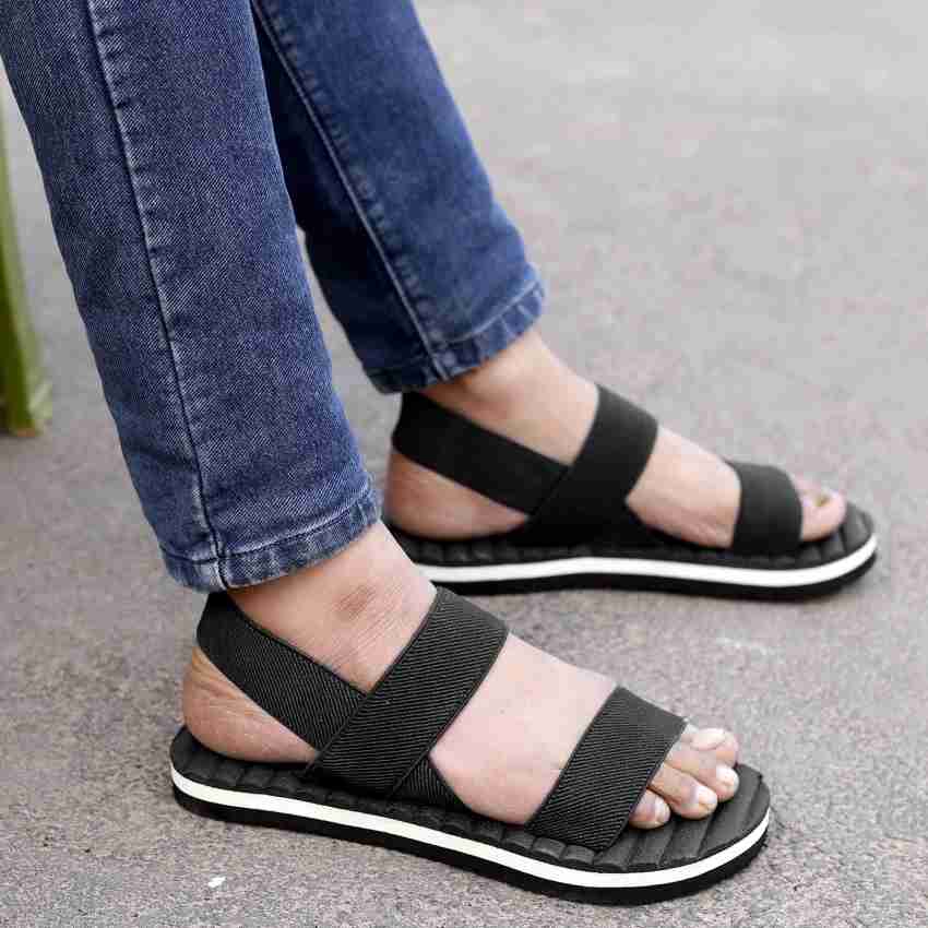 Black discount elastic sandals