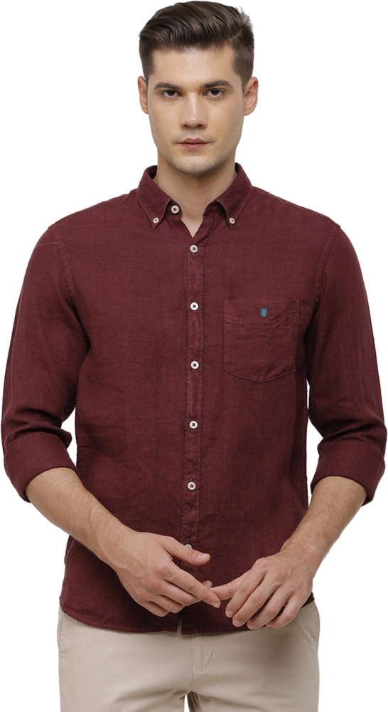 Linen Club Casual Shirts : Buy Linen Club Embellished Regular Fit Maroon  Shirt Online