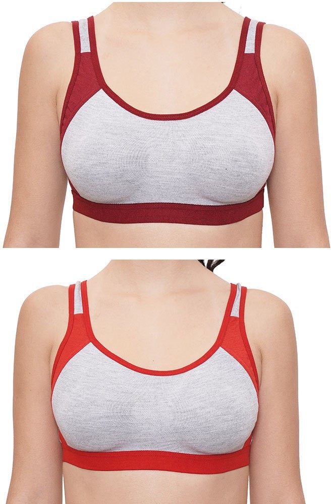 FEMULA Red Cotton Lycra Sports Bra - 30