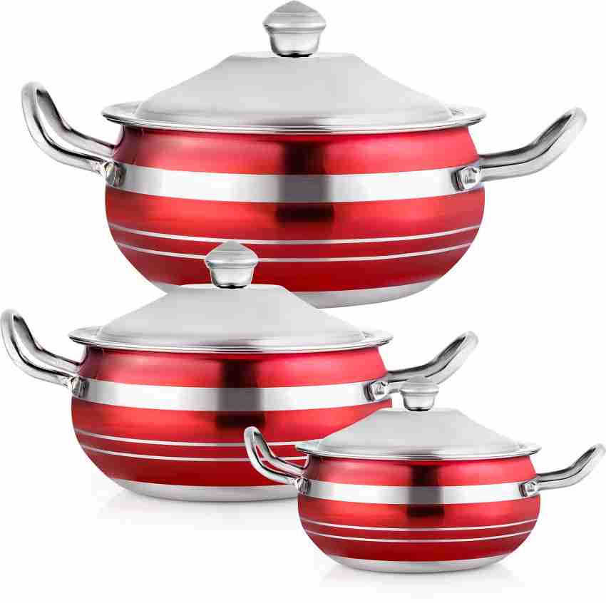  Sumeet Stainless Steel with Copper Bottom Cook and Serve  Essential Handi with Lid - Set of 3 Pcs (1.1 LTR, 1.6 LTR, 2.1 LTR): Home &  Kitchen