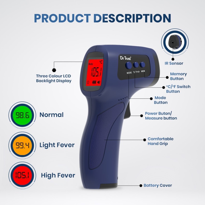 Digital IR Infrared Thermometer Temperature Gun Thermal Heat Sensor  Non-Contact