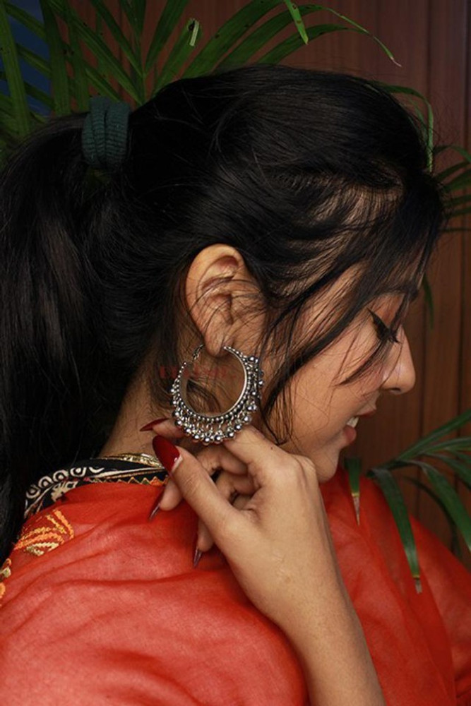 Oxidized silver new arrivals hoop earrings