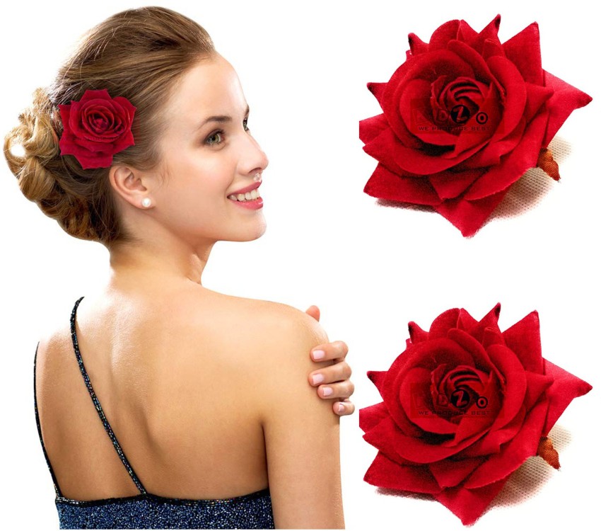 Buy Wedding Flower Hair Clipreal Touch Red Rose Hair Clip Rose Online in  India  Etsy