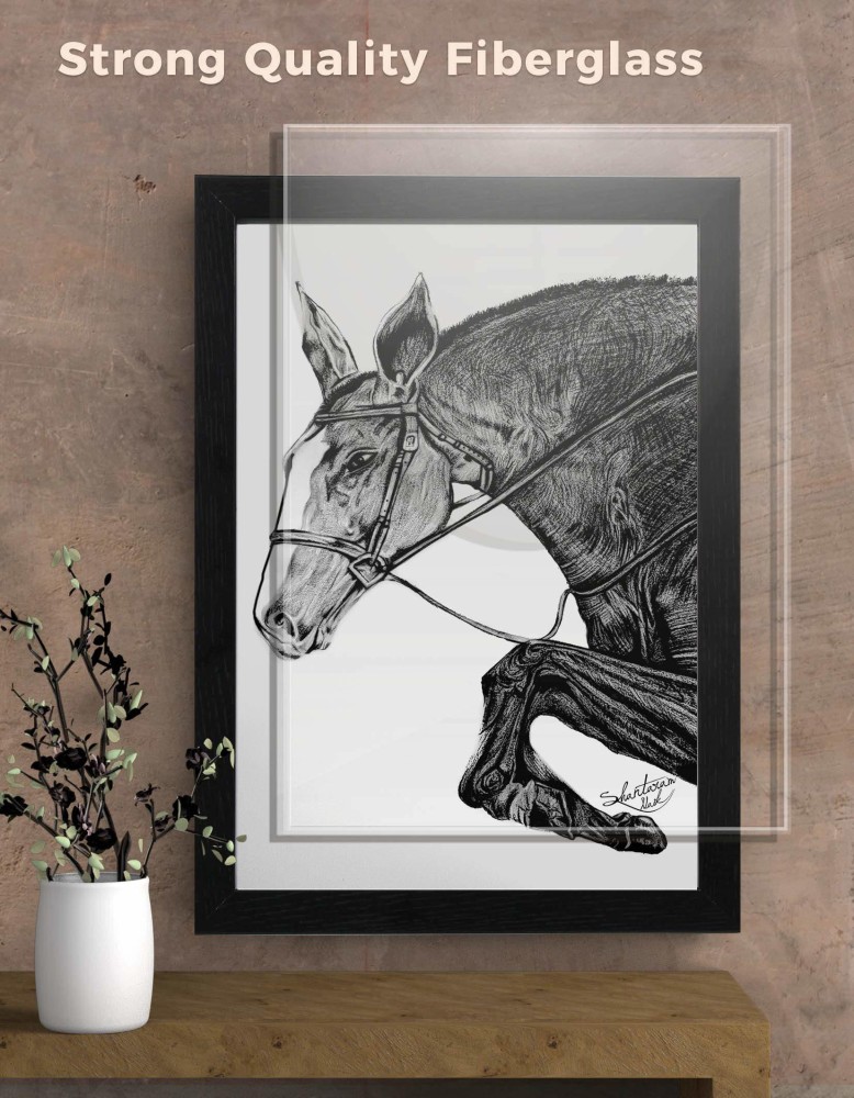 A657 Black White Animal Portrait Canvas Picture Print Wall Art Abstract  Horse  eBay