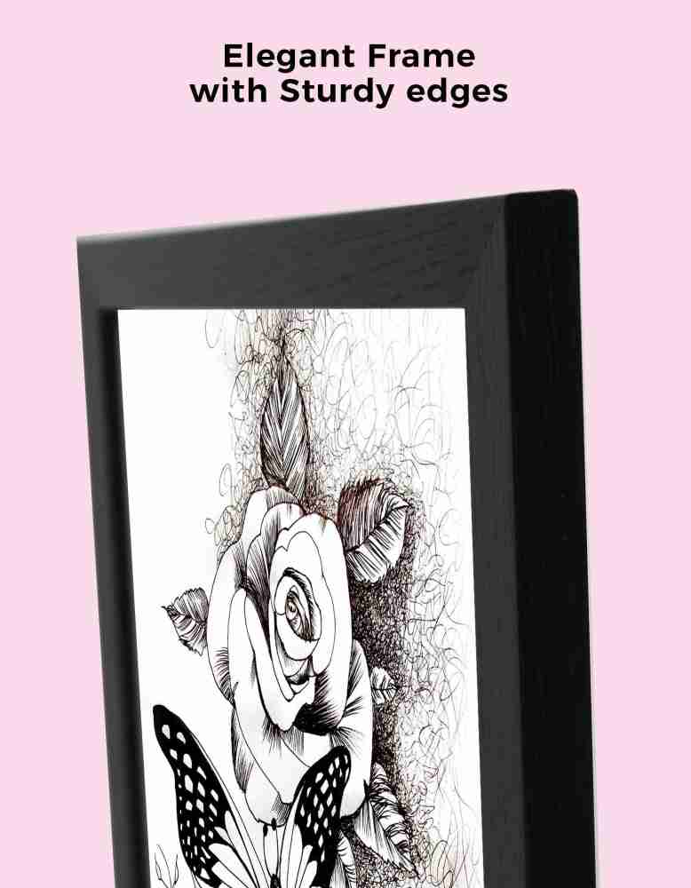 Target Publications Wall Painting Photo Frame of a Beautiful Girl, Handmade with Water Colour, Modern Art Pen Sketch Drawing, Portrait  Painting for Wall, Living Room, Bedroom, Office, Home Decor