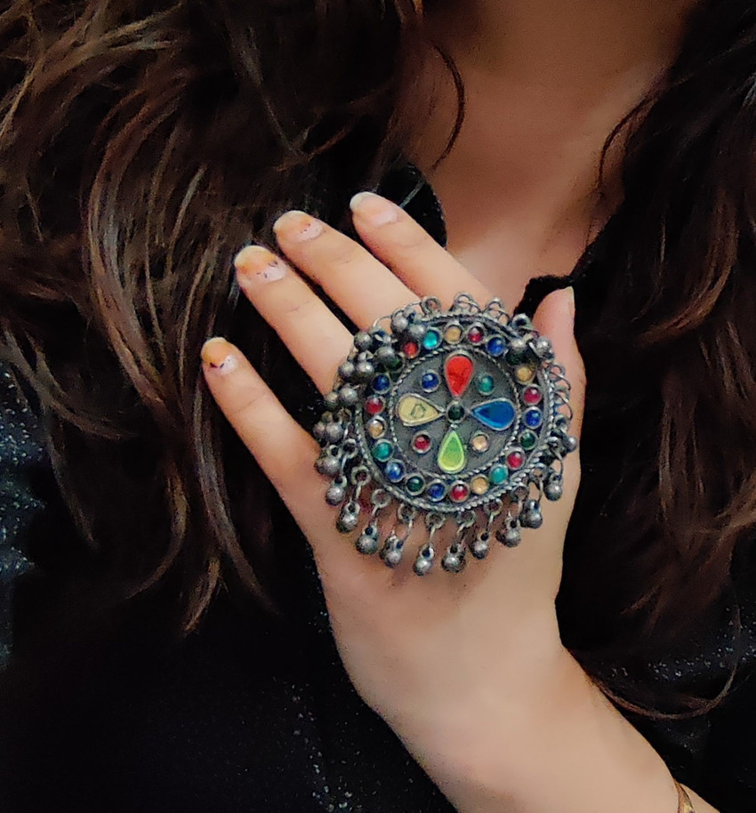 fusion vogue Oxidized Black Polish Round Afghan Adjustable finger rings for women Brass Brass Plated Ring Price in India Buy fusion vogue Oxidized Black Polish Round Afghan Adjustable finger rings for