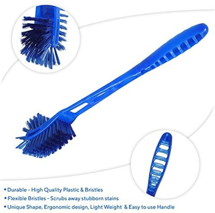 STRUGGLINGINC Double Sided Toilet Cleaning Brush for Cleaning Easy to Hold,  Combo HOCKEY TOILET CLEANER BRASH,Washbasin / Sink Cleaning Strong Plastic  Hand Nylon Combo Brush (Multicolor)Toilet Brush with long grip brush ,Toilet