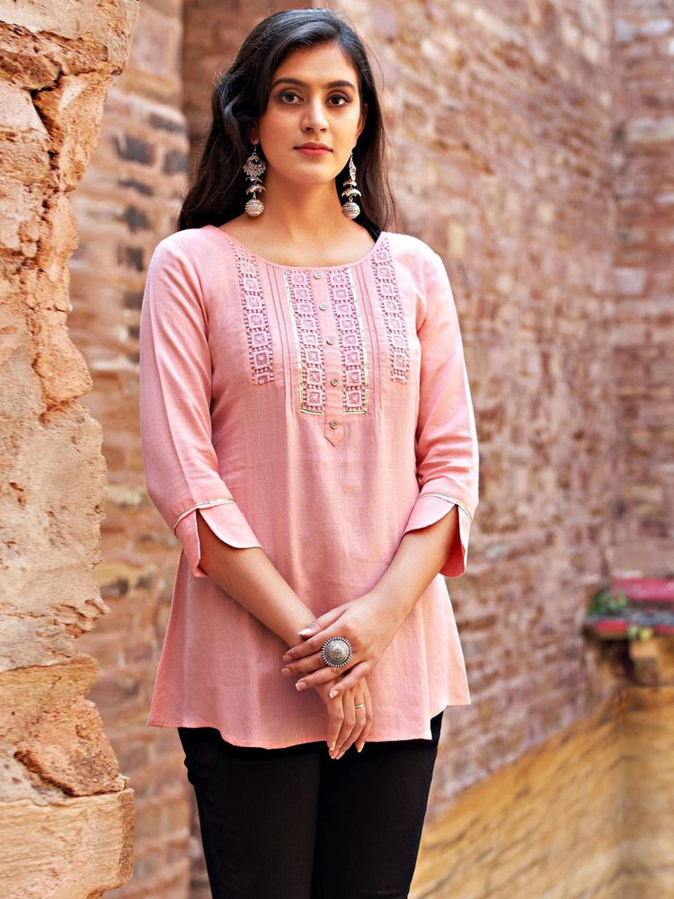 Aph Fashion Casual Embroidered Women Pink Top - Buy Aph Fashion Casual  Embroidered Women Pink Top Online At Best Prices In India | Flipkart.Com
