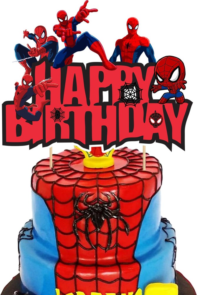 Spiderman Birthday Cake Made With Fondant - Spiderman Cake Png Transparent  PNG - 500x500 - Free Download on NicePNG