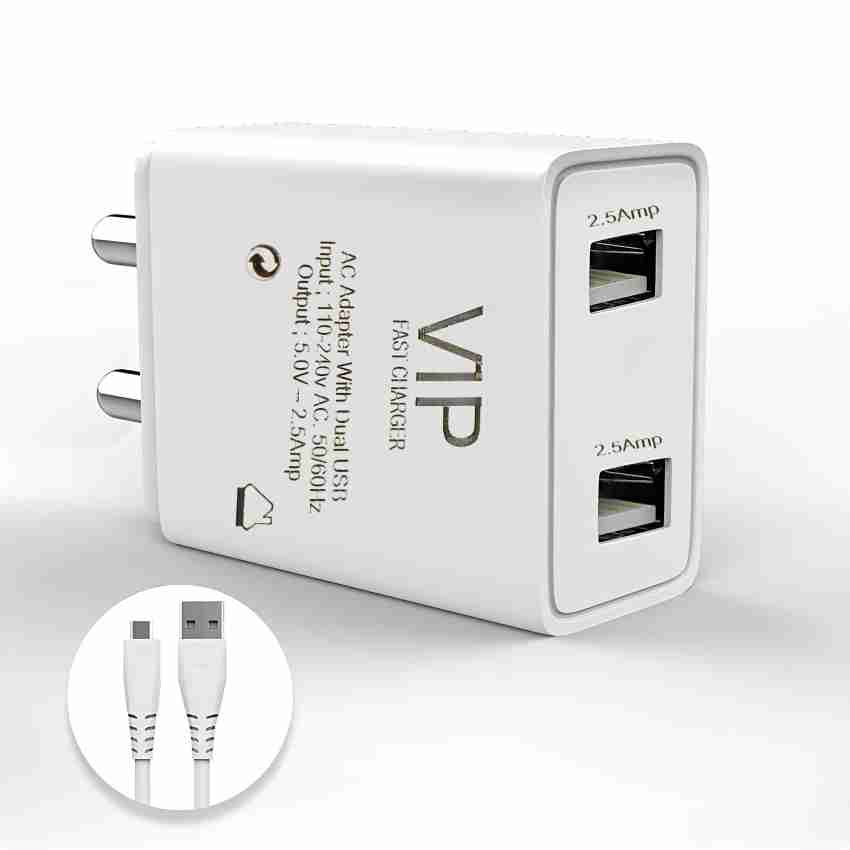 White Portable Vip 2.1 Amp Mobile Charger With 1 Year Warranty at