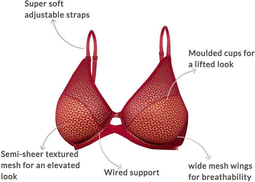 Nykd Textured Lace Support Bra - Non-Padded, Wired, Full Coverage