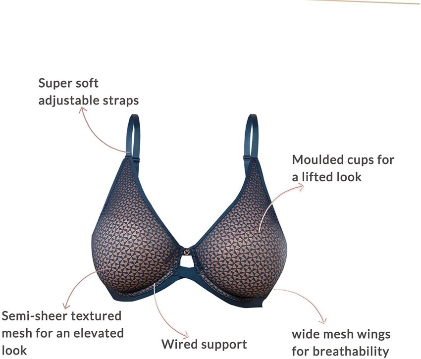 NYKD Everyday Textured Lace Support Bra for Women Daily Use Non-Padded,  Wired, Full Coverage Bra, NYB140