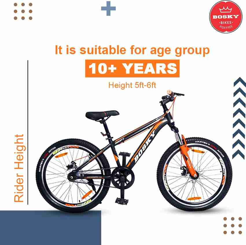Bosky Cycle for Men Steel frame with Dual disc Single Speed Black Orange 24 T Mountain Cycle Price in India Buy Bosky Cycle for Men Steel frame with Dual disc Single Speed