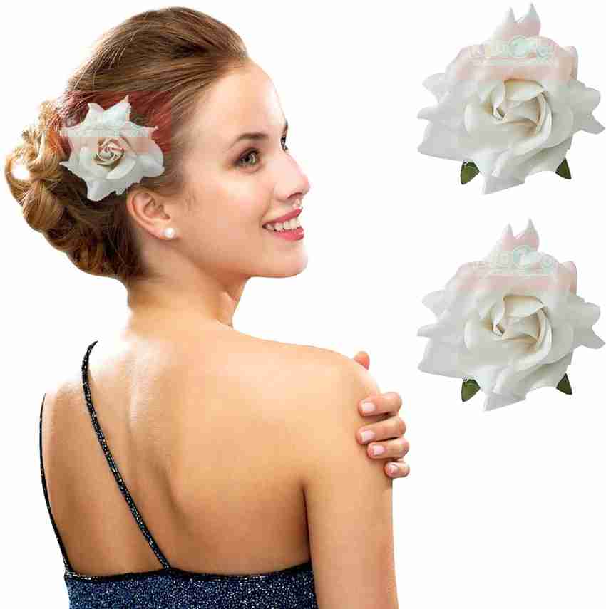White rose sales hair clip