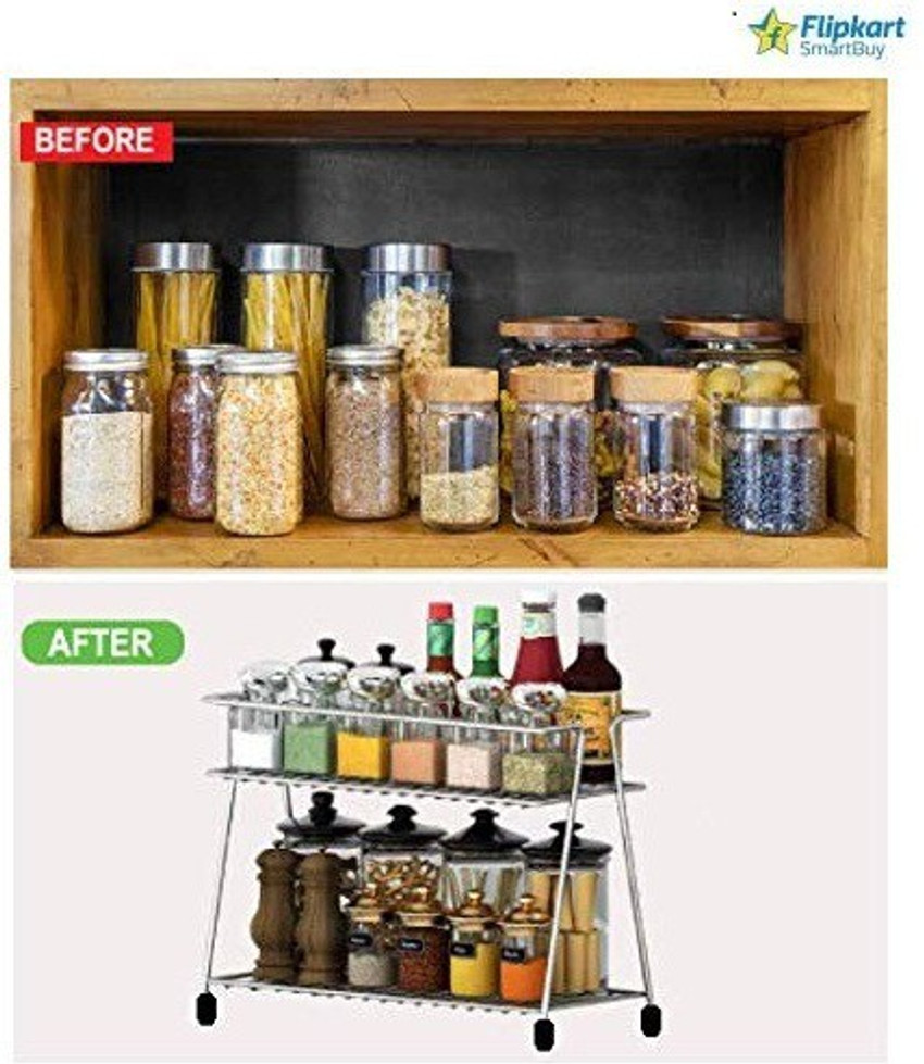 Pla Dish Drainer Kitchen Rack Steel Stainless Steel 2 Tier Spice Rack Container Organizer Basket for Boxes Utensils Dishes Plates for Home and Kitchen