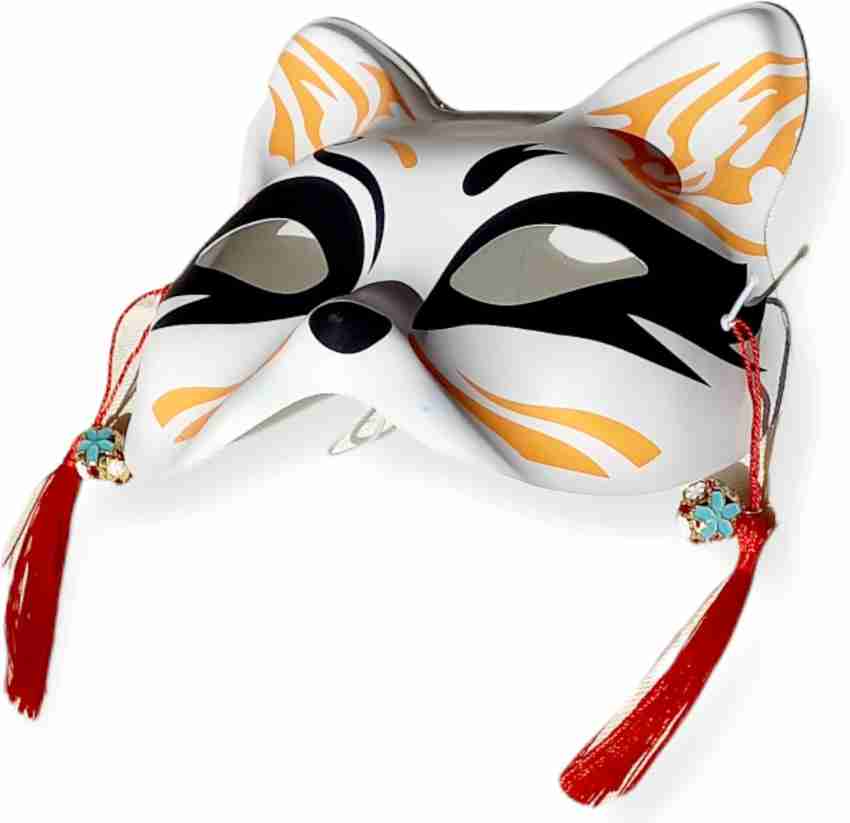 Set Of 6 White Cat Masquerade Japanese Cat Mask With Empty Face