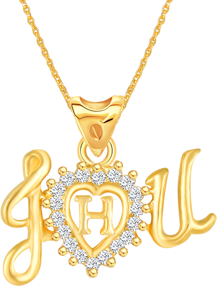 MEENAZ Alphabet H Pendant initial Letter Locket Chain couple lovers Girls women Stylish Cubic Zirconia Diamond Crystal Gold plated Plated Metal Brass Copper Alloy Necklace Price in India Buy MEENAZ Al...