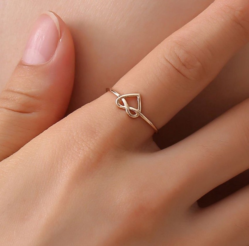 Luxury Brings Simple dainty twist heart ring, crystal ring, adjustable  ring, cute, Brass Gold Plated Ring Price in India - Buy Luxury Brings  Simple dainty twist heart ring