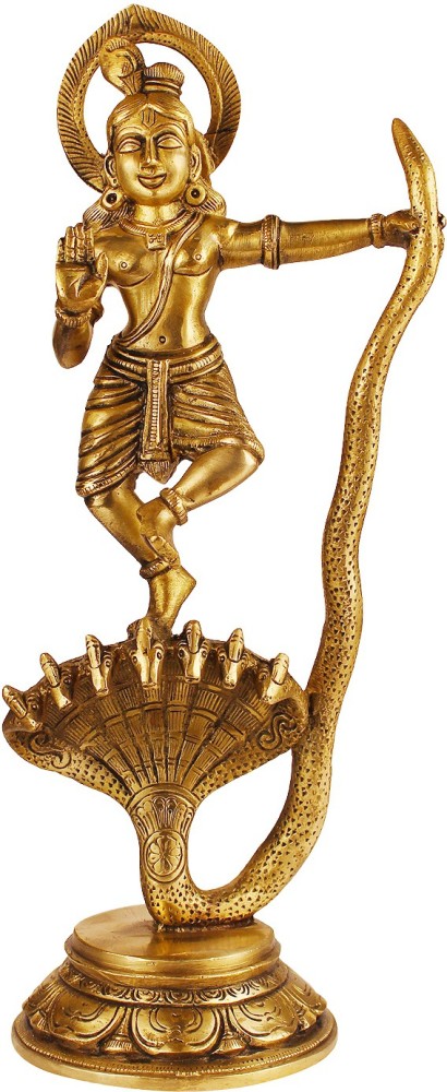 Buy Krishna Dancing on Kiya naag brass idol 18 –