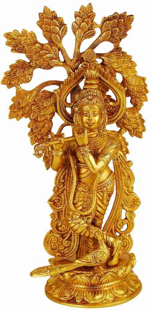 Kartique Brass Krishna Bhagwan Idol Murli Statue Murti Gift for