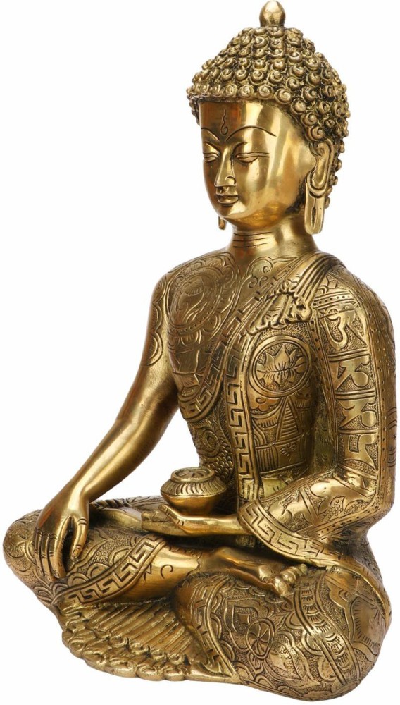 Brass Buddha Statue Large, 63 Cm Big Brass Earth Touching Buddha