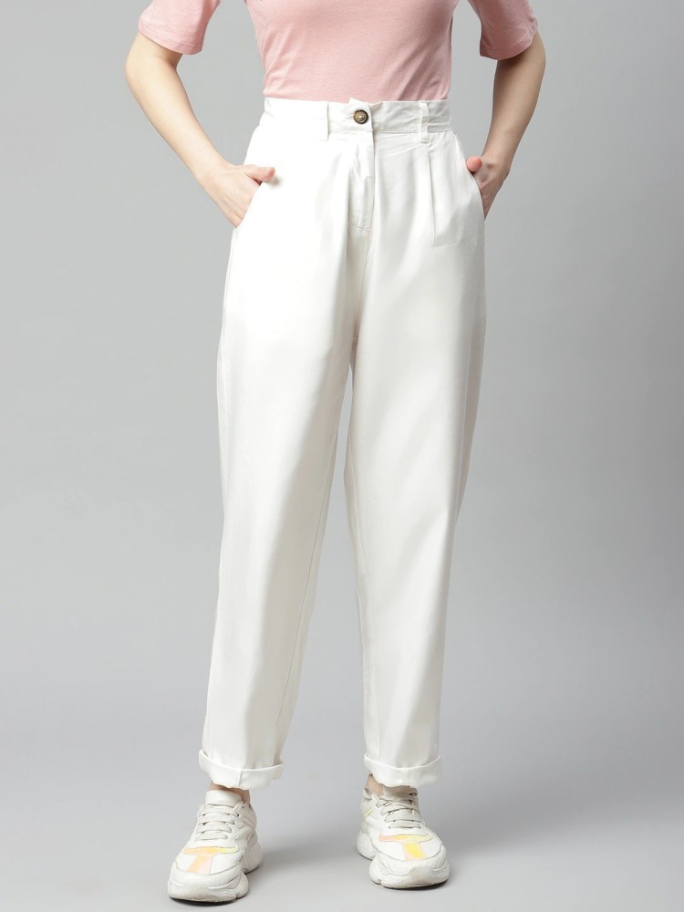 PLUSS Regular Fit Women White Trousers - Buy PLUSS Regular Fit