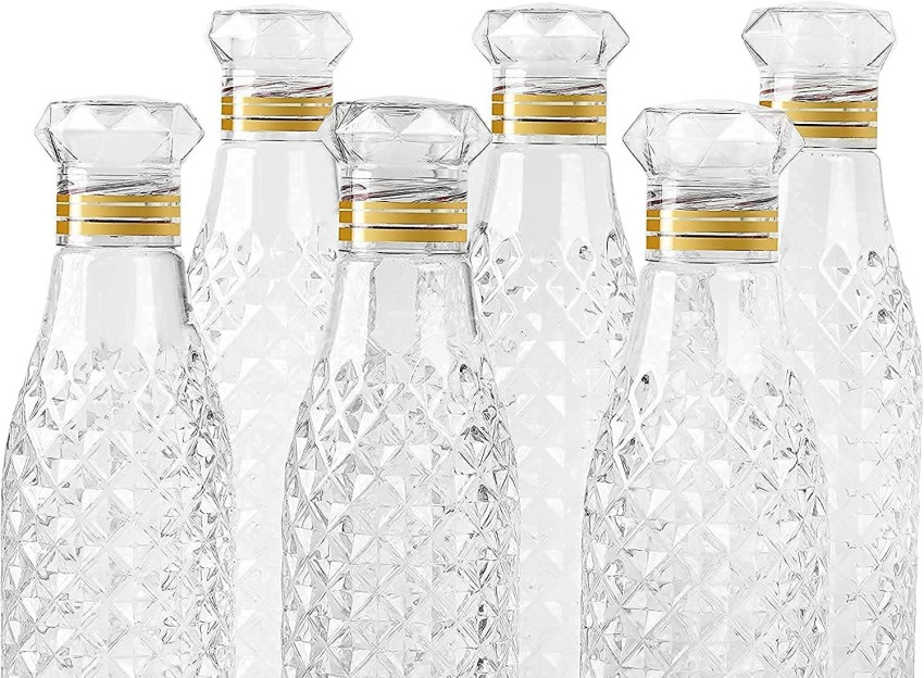 Crystal Clear Water Bottle Set of 6 1 litre, Plastic Fridge Water Bottle Set