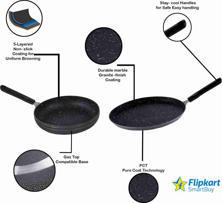 Flipkart SmartBuy Tawa and Fry Pan with Steel Lid Non-Stick Coated