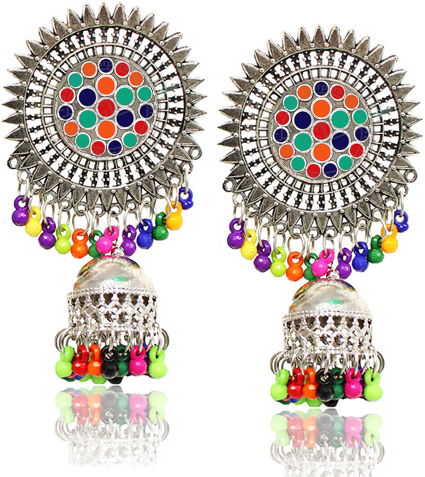 Flipkart Buy The Hawks Corporation Traditonal Jhumki pearls Earrings Afghani Earrings Long Oxidised Earrings Set Oxidised Jhumka Earring For Girls Party Jhumka Silver Earrings Jhumki Long Earring ...