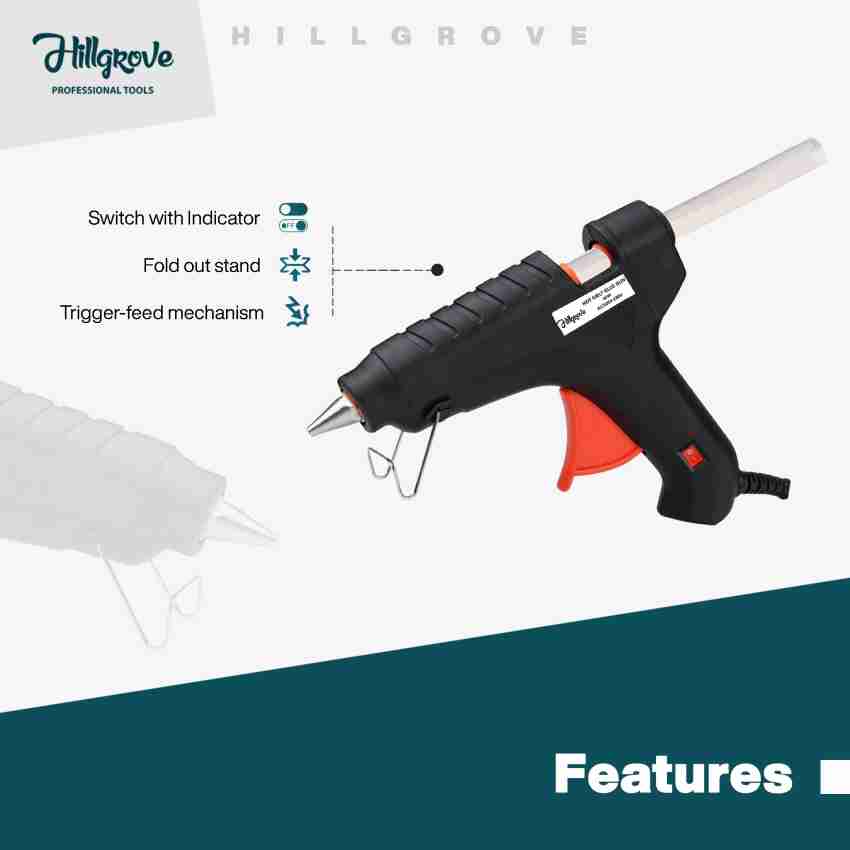 Hillgrove High Power 40Watt Black Hot Glue Gun With 10 Pcs Hot Melt Glue  Stick for Craft, Art, Decoration Work Standard Temperature Corded Glue Gun  Price in India - Buy Hillgrove High