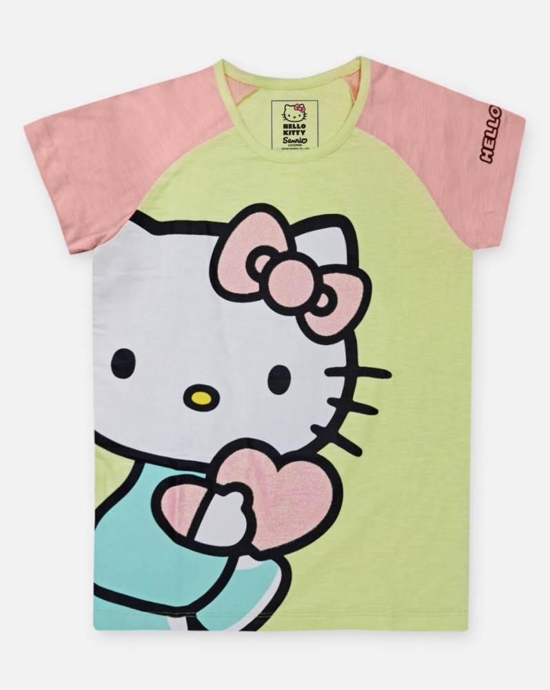 Hello Kitty By Kidsville Girls Graphic Print Pure Cotton T Shirt