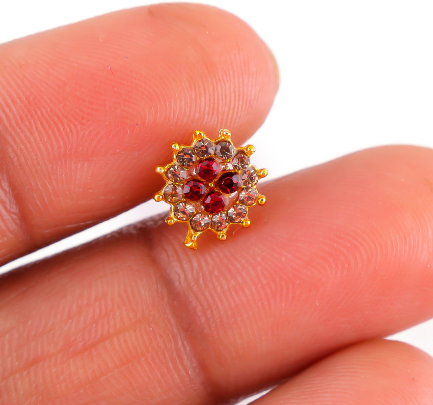 Red stone gold best sale nose pin