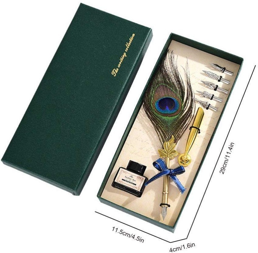Kandle Antique Quill Feather Dip Pen with Holder and Ink 5 Metal Nib  (Peacock Pen) Fountain Pen - Buy Kandle Antique Quill Feather Dip Pen with  Holder and Ink 5 Metal Nib (