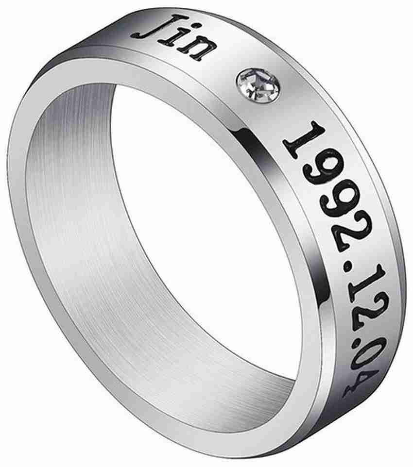 Jewelgenics BTS KPOP Jin Name DOB Stainless Steel Silver Plated Ring Price in India Buy Jewelgenics BTS KPOP Jin Name DOB Stainless Steel Silver Plated Ring Online at Best