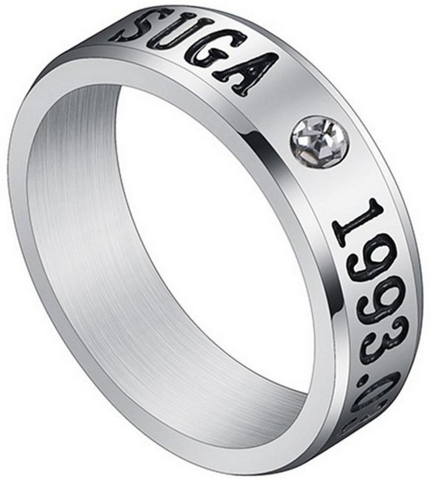 Jewelgenics BTS KPOP Suga Name DOB Stainless Steel Silver Plated Ring Price in India Buy Jewelgenics BTS KPOP Suga Name DOB Stainless Steel Silver Plated Ring Online at Best