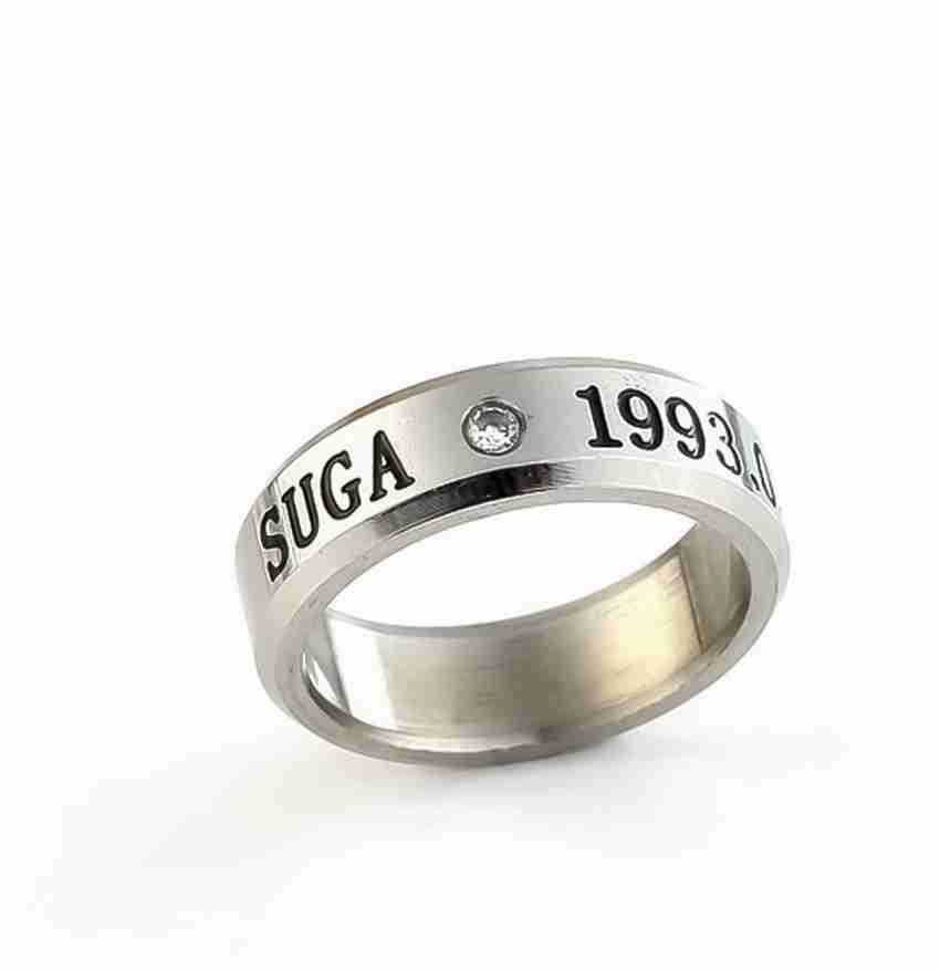 Jewelgenics BTS KPOP Suga Name & DOB Stainless Steel Silver Plated 