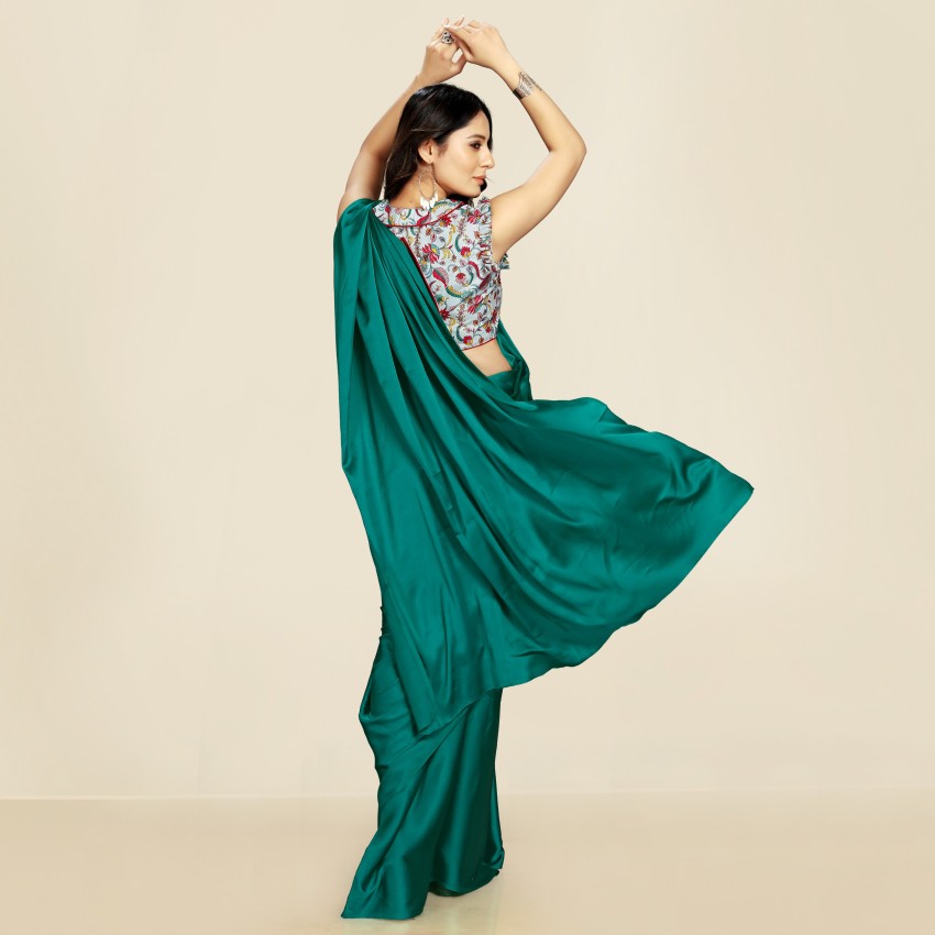 ANANT DESIGNER STUDIO Women's Satin Silk Plain Saree with Designer Blouse  Piece Digital Printed (BabyPink) : : Fashion