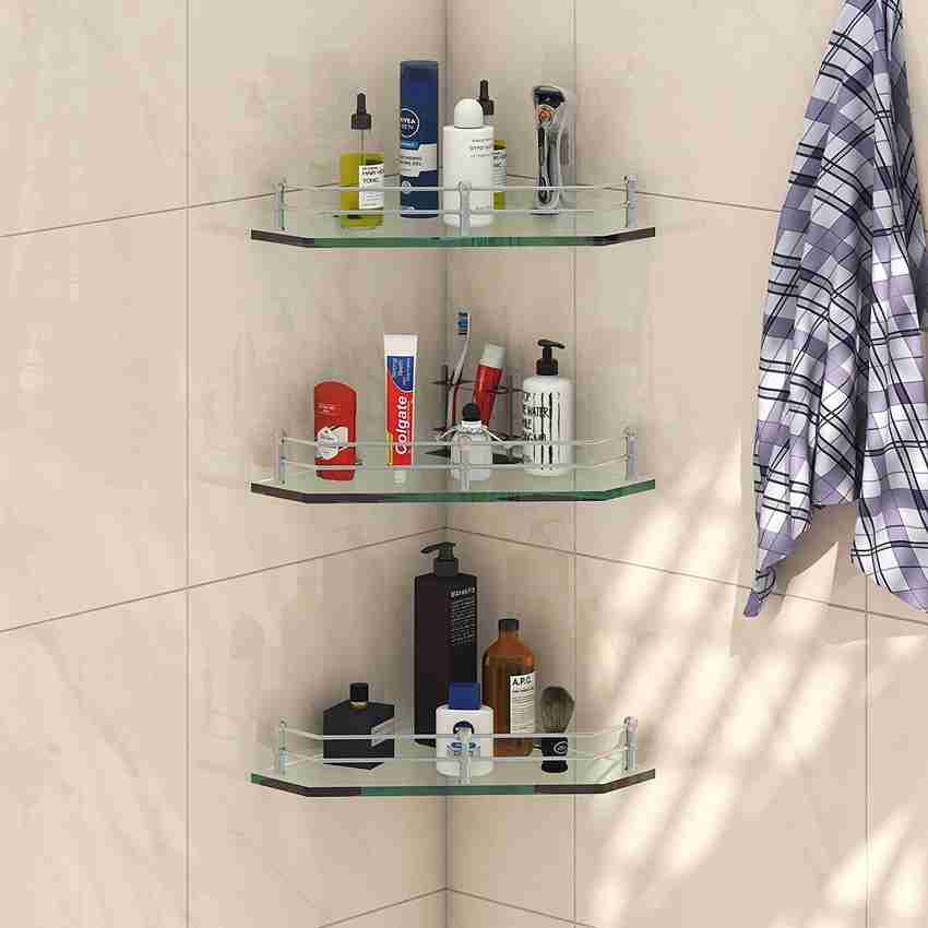 Crosta Diamond Glass Corner Shelf Bathroom Shelves Kitchen Shelf