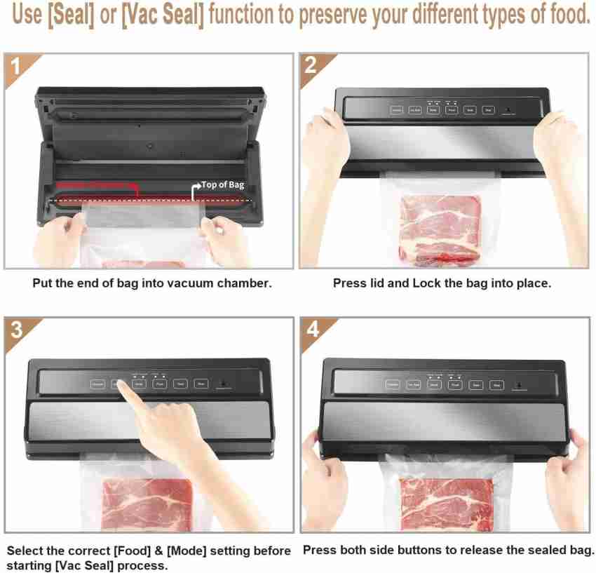 Automatic Food Vacuum Sealer System - 110W Sealed Meat Packing Sealing  Preservation Sous Vide Machine w/ 2 Seal Modes, Saver Vac Roll Bags, Vacuum  Air