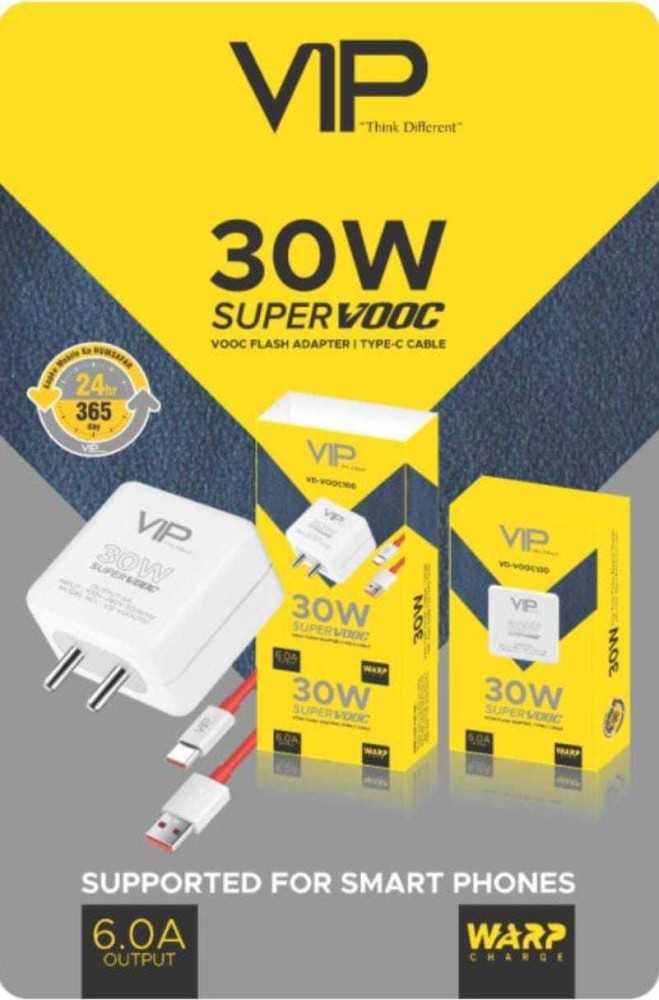 VIP VTC-100 18 W Mobile Charger With C type Data Cable