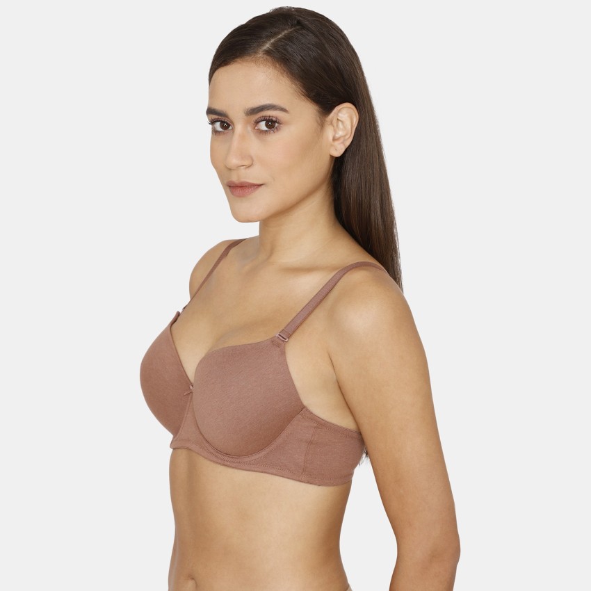 Buy Rosaline by Zivame Brown Lace Padded Bra for Women Online