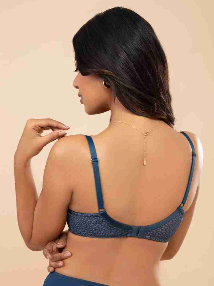 Buy Nykd by Nykaa Textured Lace Padded Wirefree Bra - Blue NYB076 Online