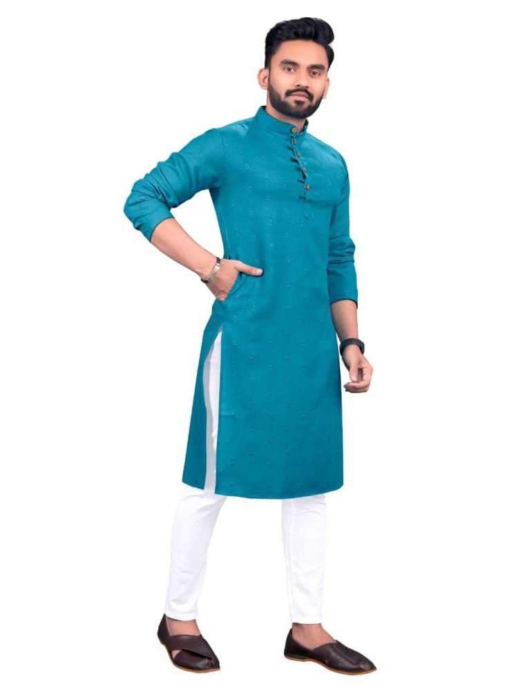 Buy SLKS Mens White Solid Cotton Blend Kurta Pant Set Online at Best  Prices in India  JioMart