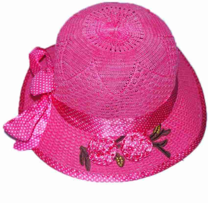 Krystle Sun Straw Hat Kids Girls Wide Brim Travel Flower Printed